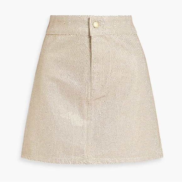 TRIARCHY Ms.Triarchy Crystal Embellished Denim Mini Skirt ORGANIC COTTON Size 24 - Picture 1 of 16